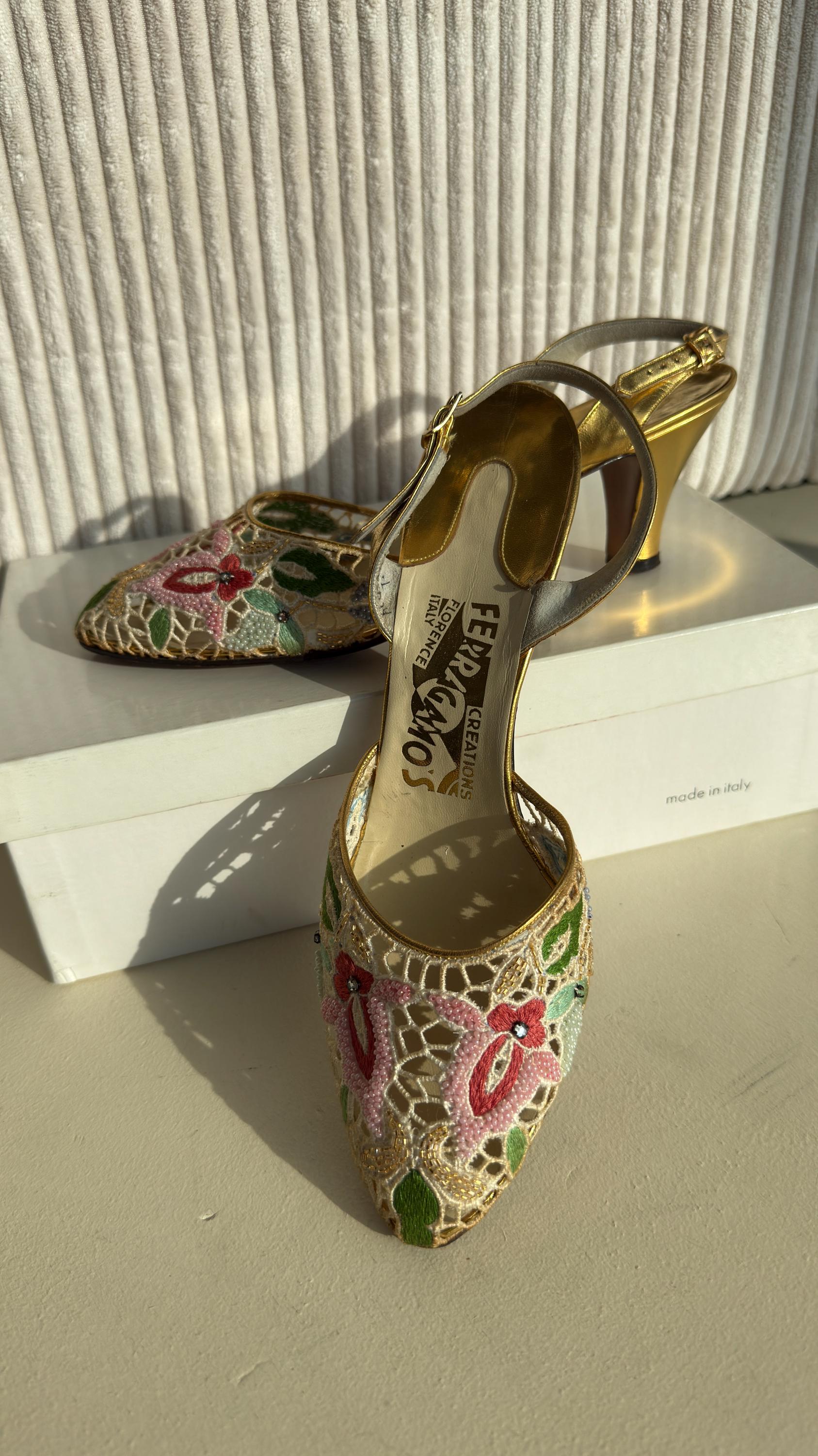 Extremely Rare 1950s Archive Salvatore Ferragamo Madonna Sandal in
