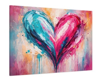 Colorful Heart Abstract - Canvas Wall Art Print