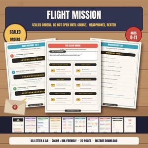 Airplane Activities Kids 8-11 | Flight Mission Sealed Orders & Secret Codes | Airport Codes, Time Zones | Travel PDF