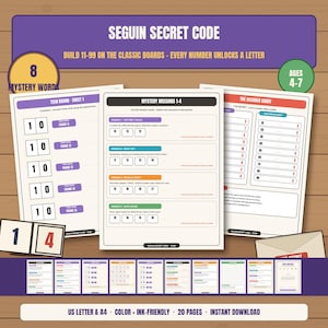 Montessori Seguin Boards Printable | Teen & Ten Boards 11-99 + Secret Code Game | Place Value Ages 4-7 | PDF