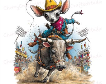 Chihuahua lunatique JPG 43 au Texas Clipart ensemble, illustration aquarelle confortable du Texas, téléchargement numérique