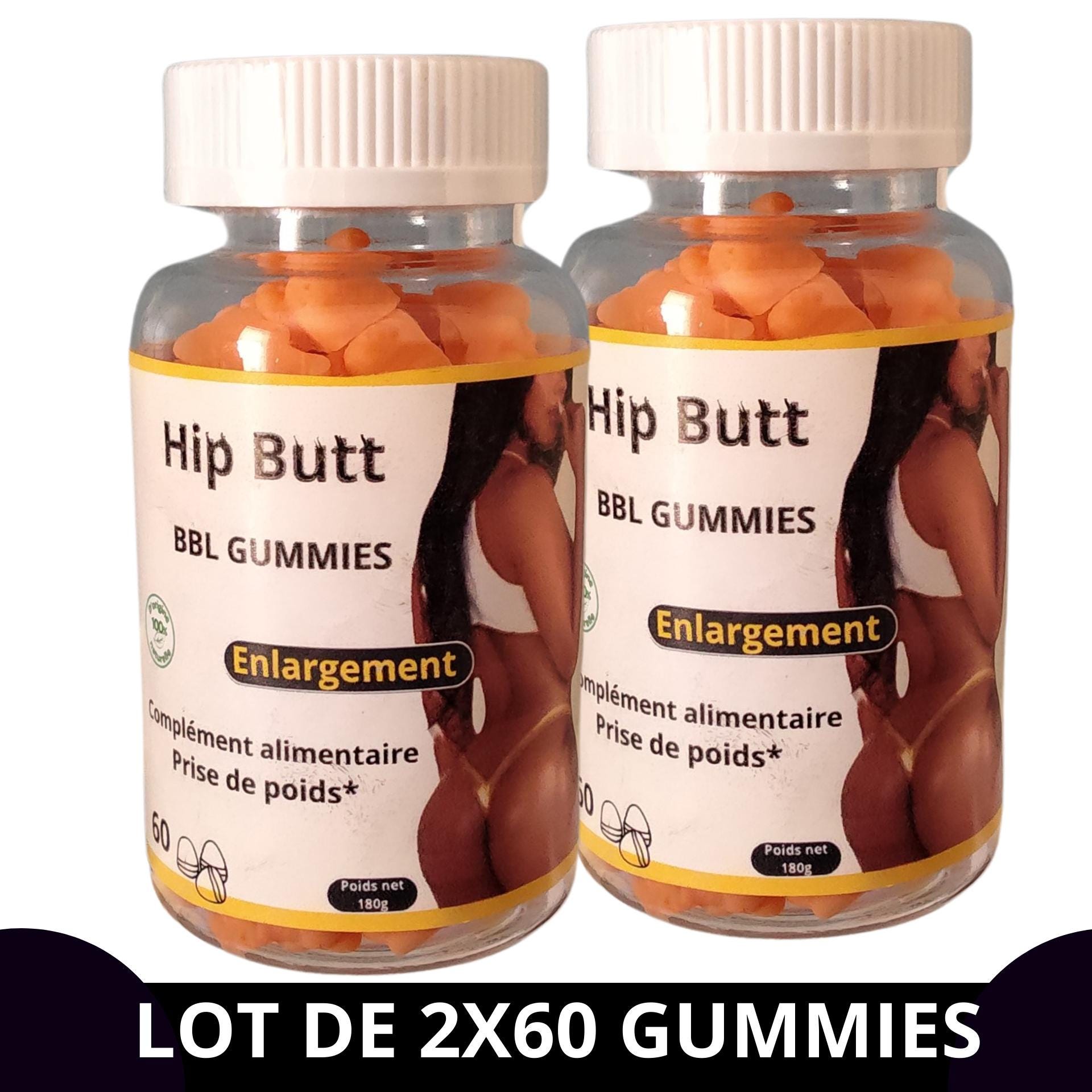 Gummies Secret BBL - 60 Gommes Saveur Fraise Pour Augmentation Des Fesses - Complément Alimentaire Neuf