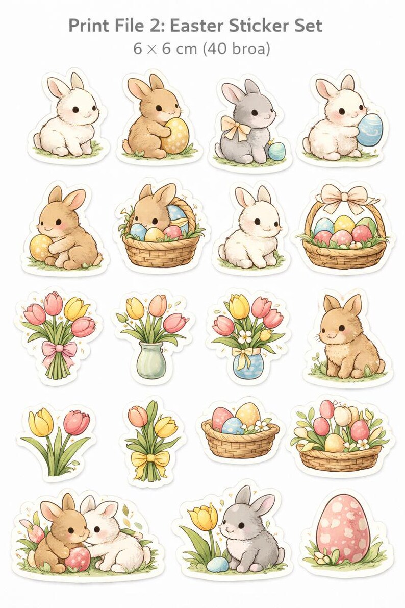 Easter Stickers Bundle – 40 Printable Planner Stickers | Pastel Easter ...