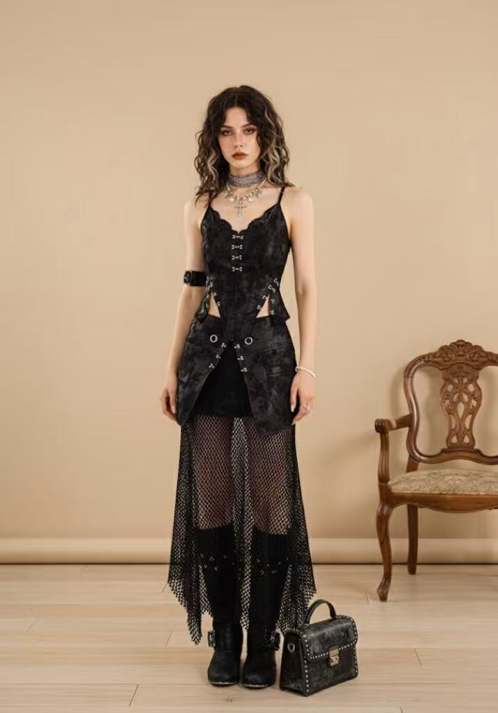 knee length dresses for ladies Gothic Layered Metal Waist Chain with Blade Charms