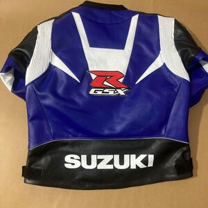 Suzuki GSXR Leather Motorbike Racing Leather jacket , CE Protectors image 13