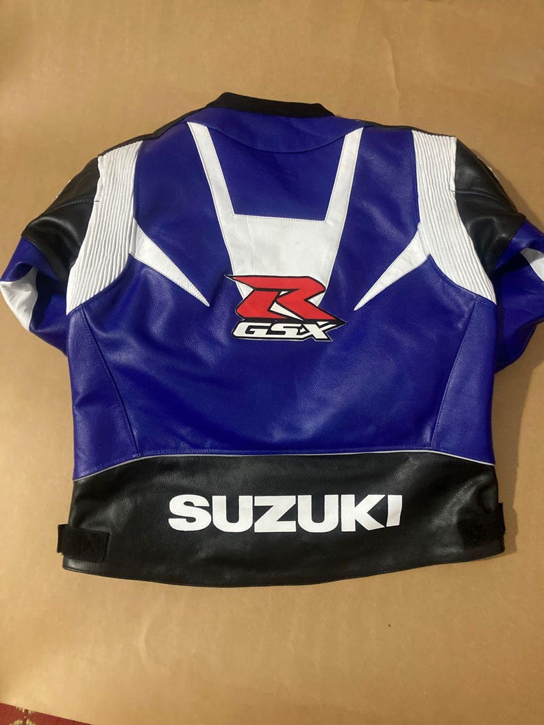 Suzuki GSXR Leather Motorbike Racing Leather jacket , CE Protectors image 13