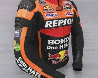 Honda Repsol Motorbike Racing Leather Jacket CE Armored Protective