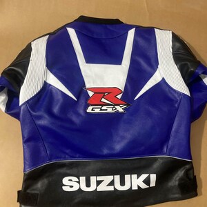 Suzuki GSXR Leather Motorbike Racing Leather jacket , CE Protectors image 9