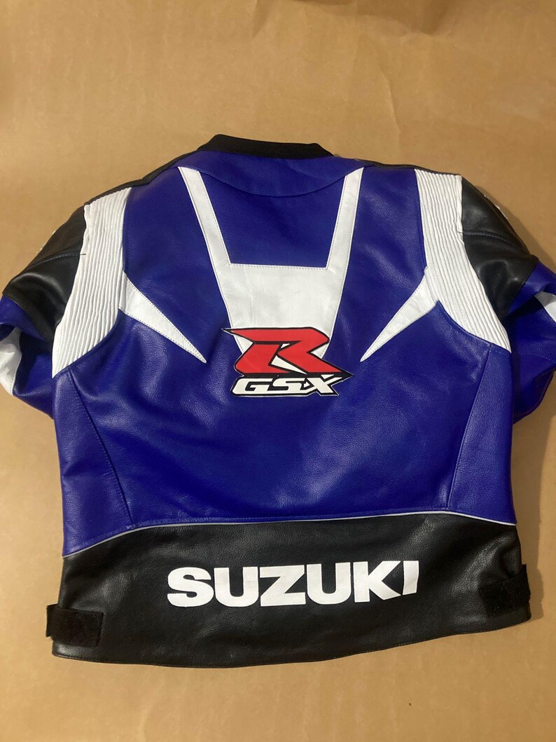 Suzuki GSXR Leather Motorbike Racing Leather jacket , CE Protectors image 9