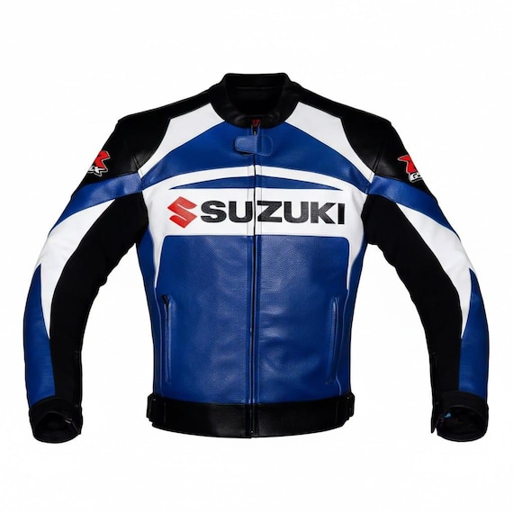 Suzuki GSXR Leather Motorbike jacket , CE threads