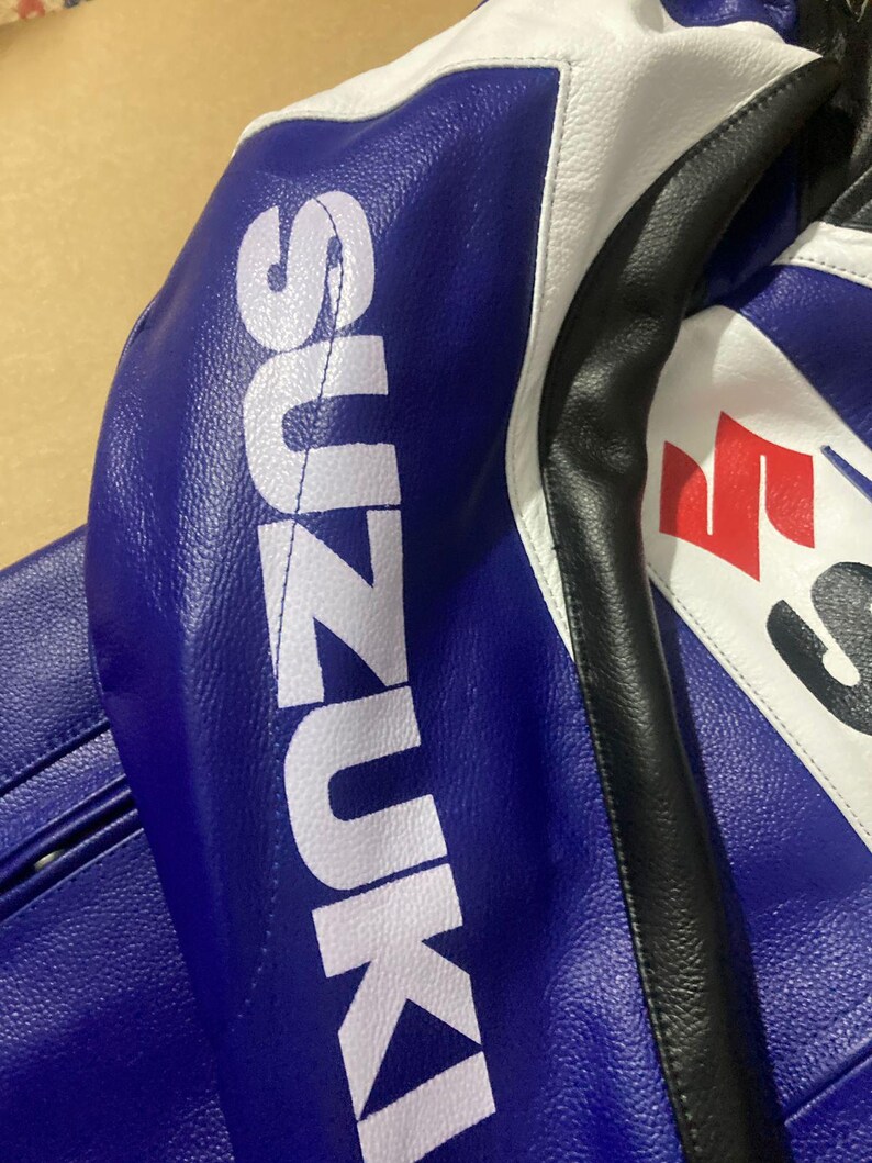 Suzuki GSXR Leather Motorbike Racing Leather jacket , CE Protectors image 14