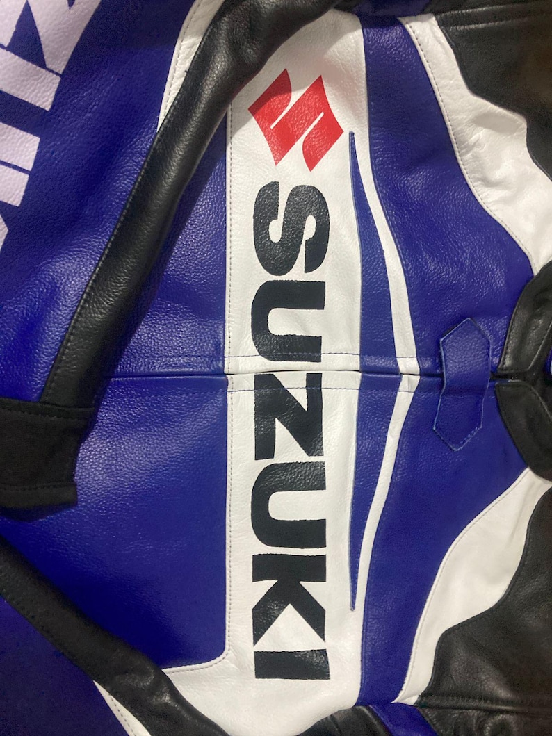 Suzuki GSXR Leather Motorbike Racing Leather jacket , CE Protectors image 17