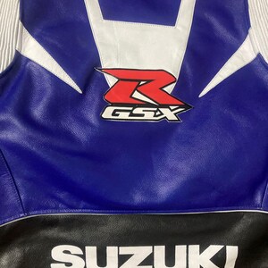 Suzuki GSXR Leather Motorbike Racing Leather jacket , CE Protectors image 10