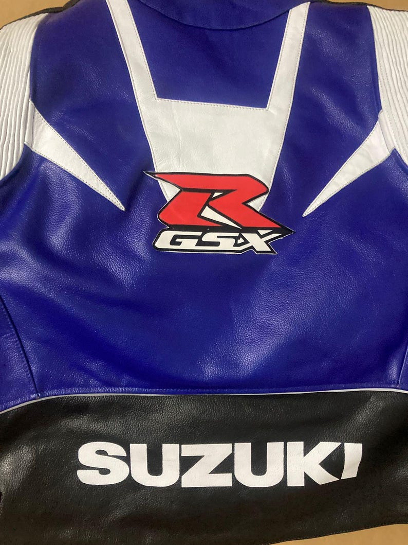 Suzuki GSXR Leather Motorbike Racing Leather jacket , CE Protectors image 10