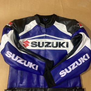 Suzuki GSXR Leather Motorbike Racing Leather jacket , CE Protectors image 7