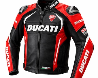 Ducati Corse Leather Motorcycle Racing Jacket Men