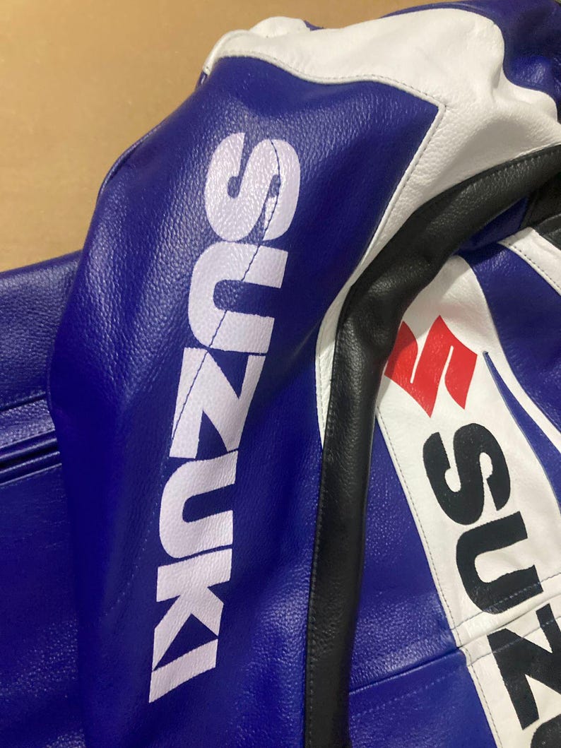 Suzuki GSXR Leather Motorbike Racing Leather jacket , CE Protectors image 16