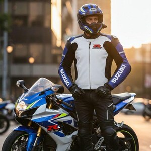 Suzuki Motorbike Suzuki Racing Leather Jacket - CE Armored image 3