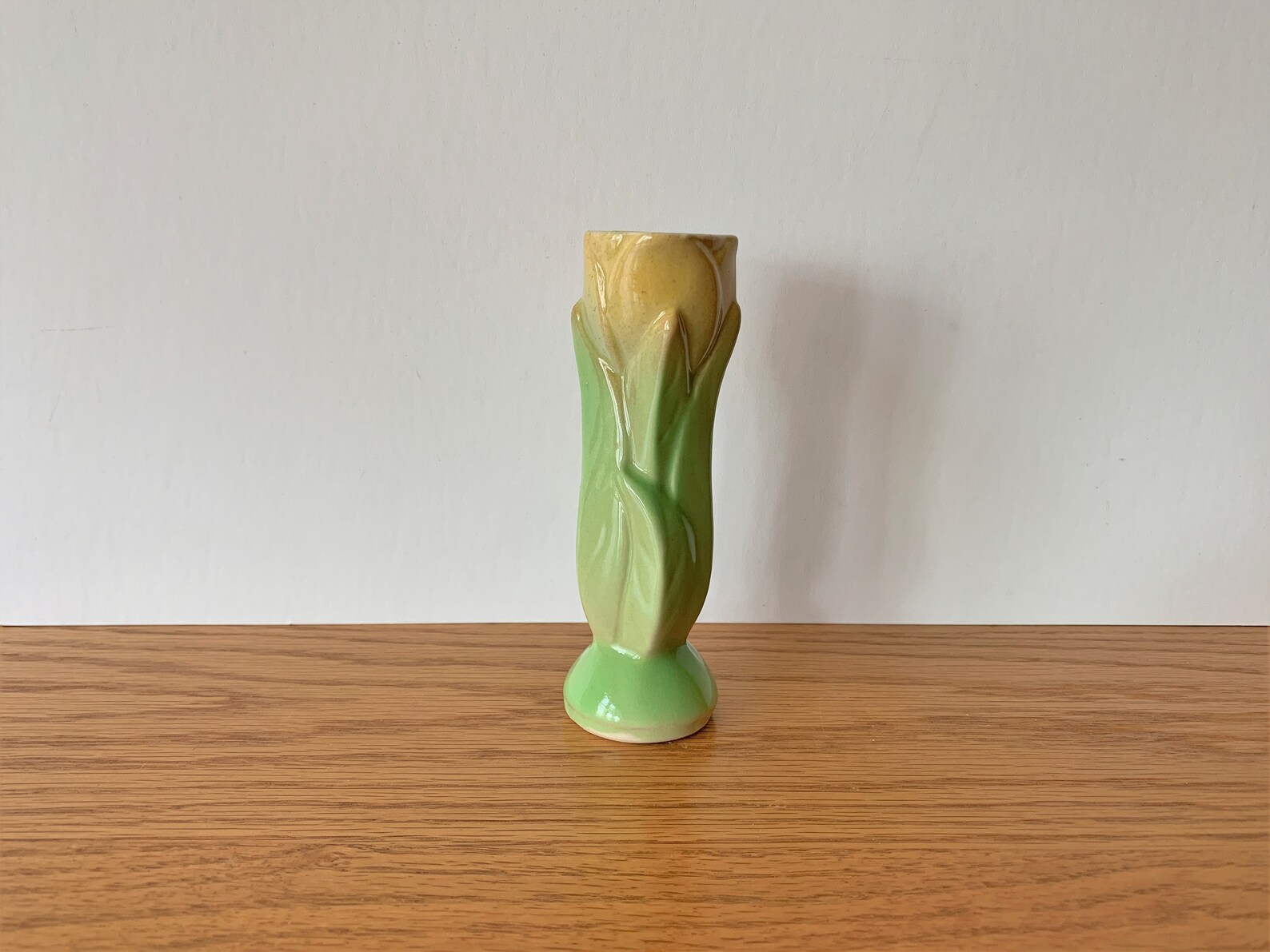 Vintage USA ceramic yellow green tulip bud vase spring Etsy
