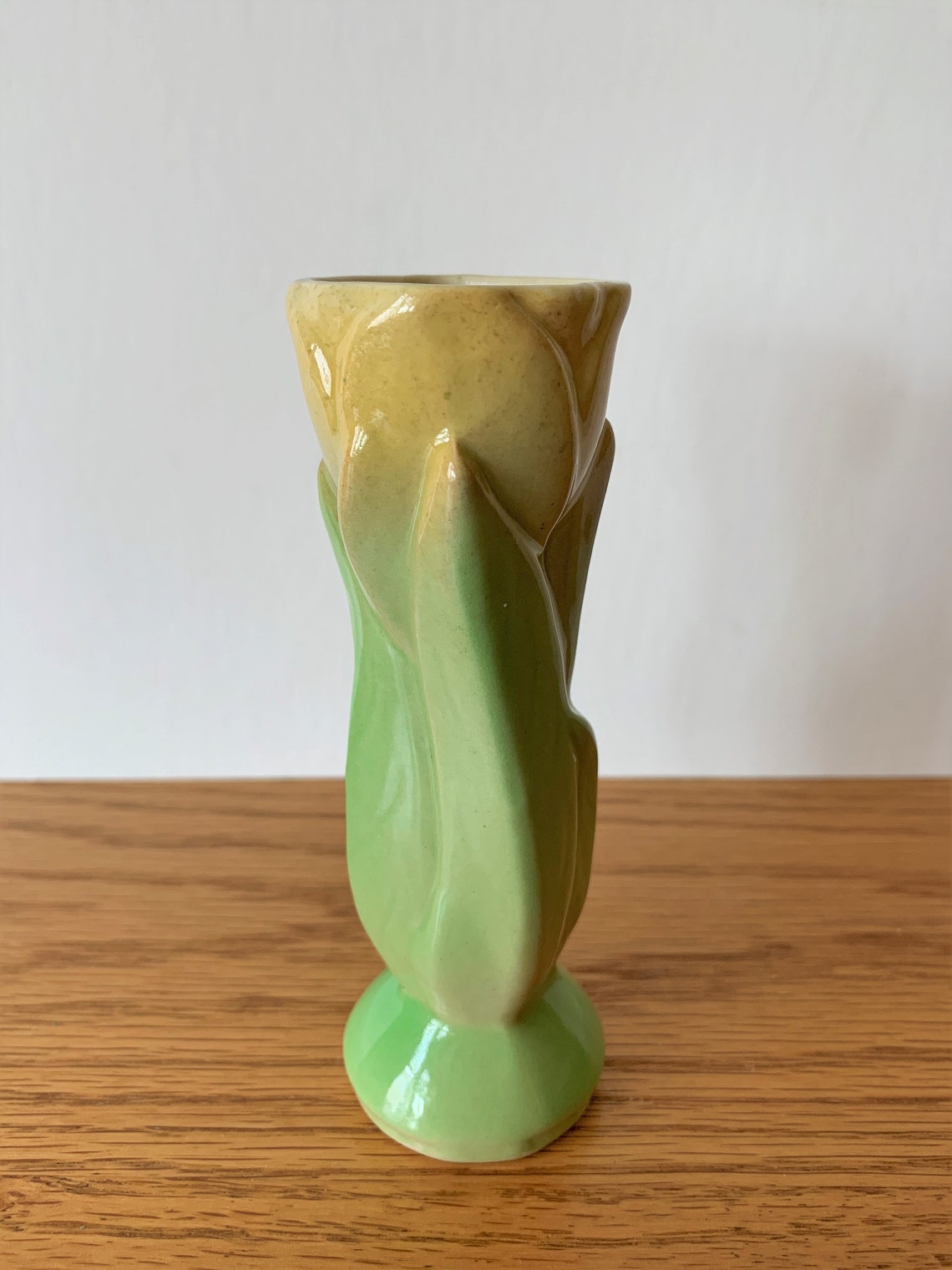 Vintage USA ceramic yellow green tulip bud vase spring Etsy