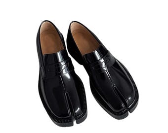 Tabi Split Toe Leather Loafers Women Chunky Minimalist Flats