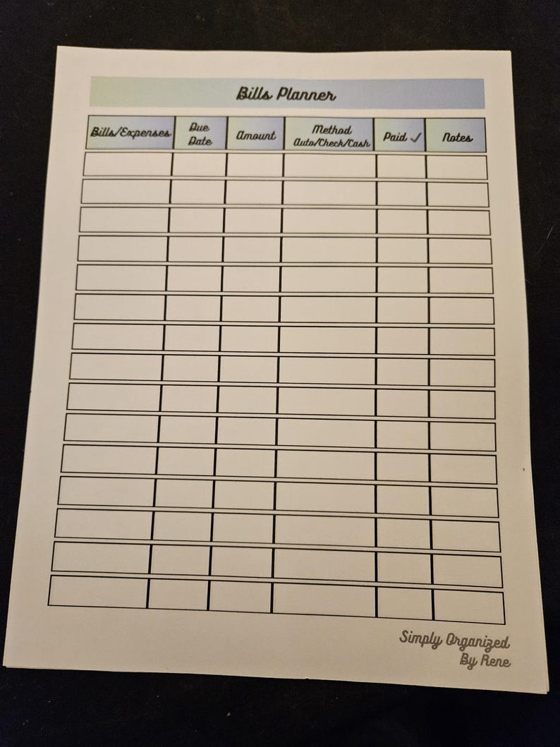Bills Planner Printable | Monthly Bill Tracker | Budget & Expense ...