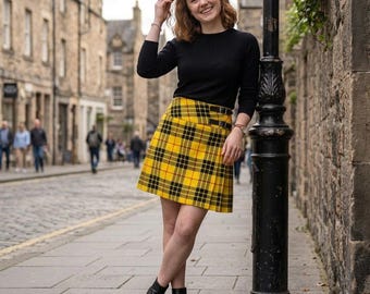 Gonne corte scozzesi da donna – Kilt scozzese a pieghe da 40 cm con dettaglio fibbia – Gonna a vita alta disponibile in oltre 50 tartan