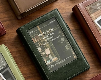 A5/A6 Photo Window Leather Journal,Refillable 6-Ring Binder Notebook with Photo Pocket,Aesthetic Planner for Scrapbooking & Daily Journaling