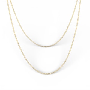 14K yellow gold Valentino chain necklace with textured faceted links, elegant minimalist gold necklace