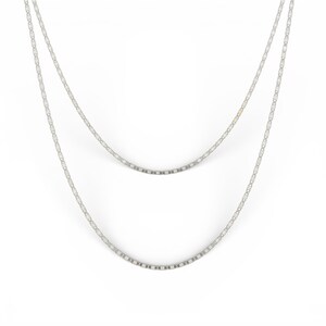 14K white gold Valentino chain necklace with delicate faceted links, minimalist layering necklace