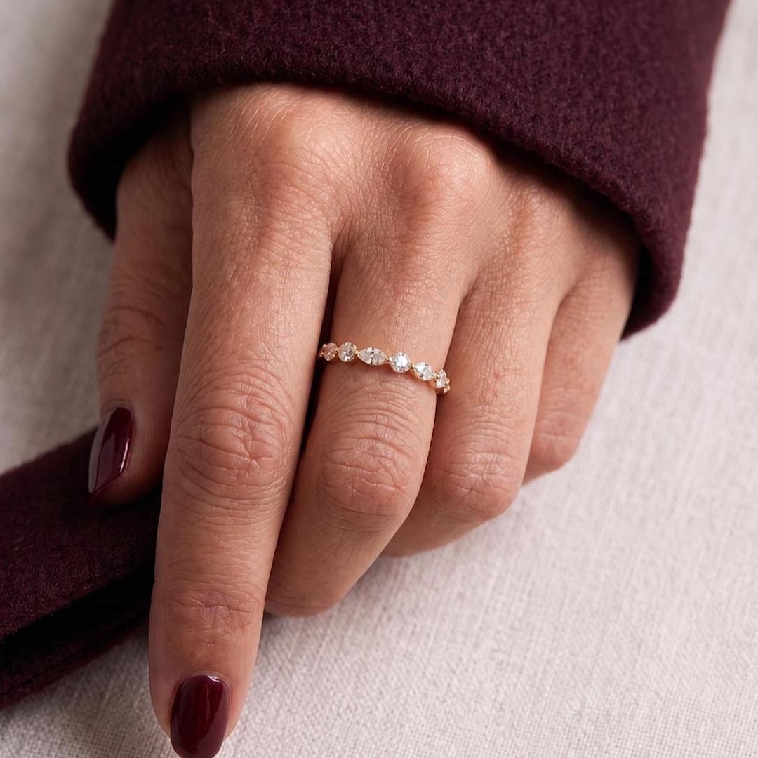 14k Gold Diamond Eternity Stacking Band | Stackable Wedding Ring - Etsy