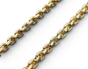 14K Solid Gold 1.25 mm Box Chain Necklace | Delicate Everyday Dainty Layered Bracelet
