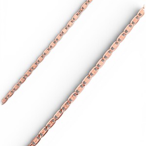 May include: Rose gold chain necklace with a repeating oval link design. The links have a textured pattern. The necklace is displayed on a white background.