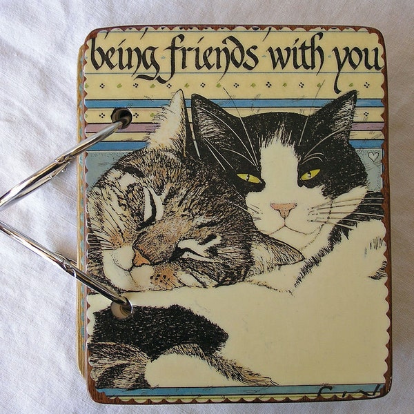 RESERVED for MariaTuxedo and Tiger Cat wooden book