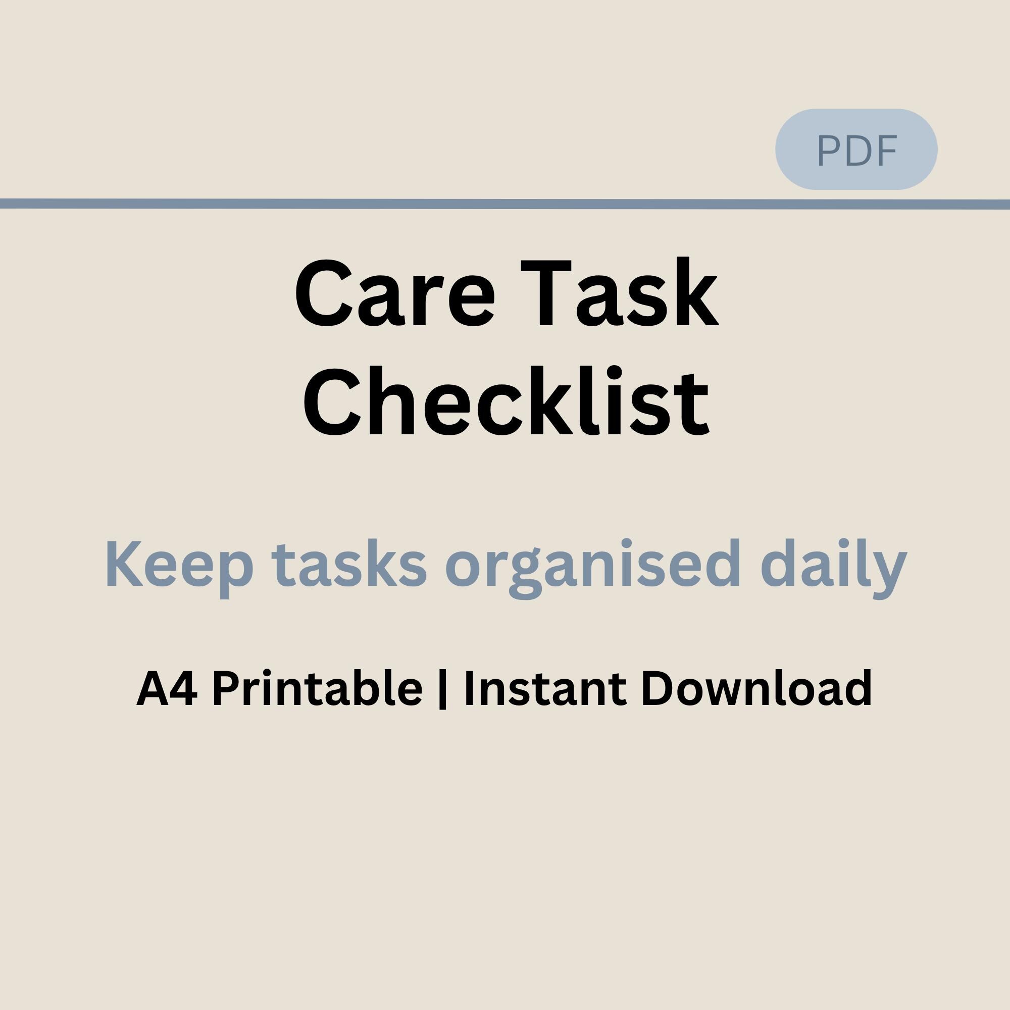 Caregiver Daily Task Checklist Printable - Home Care Routine & Task ...