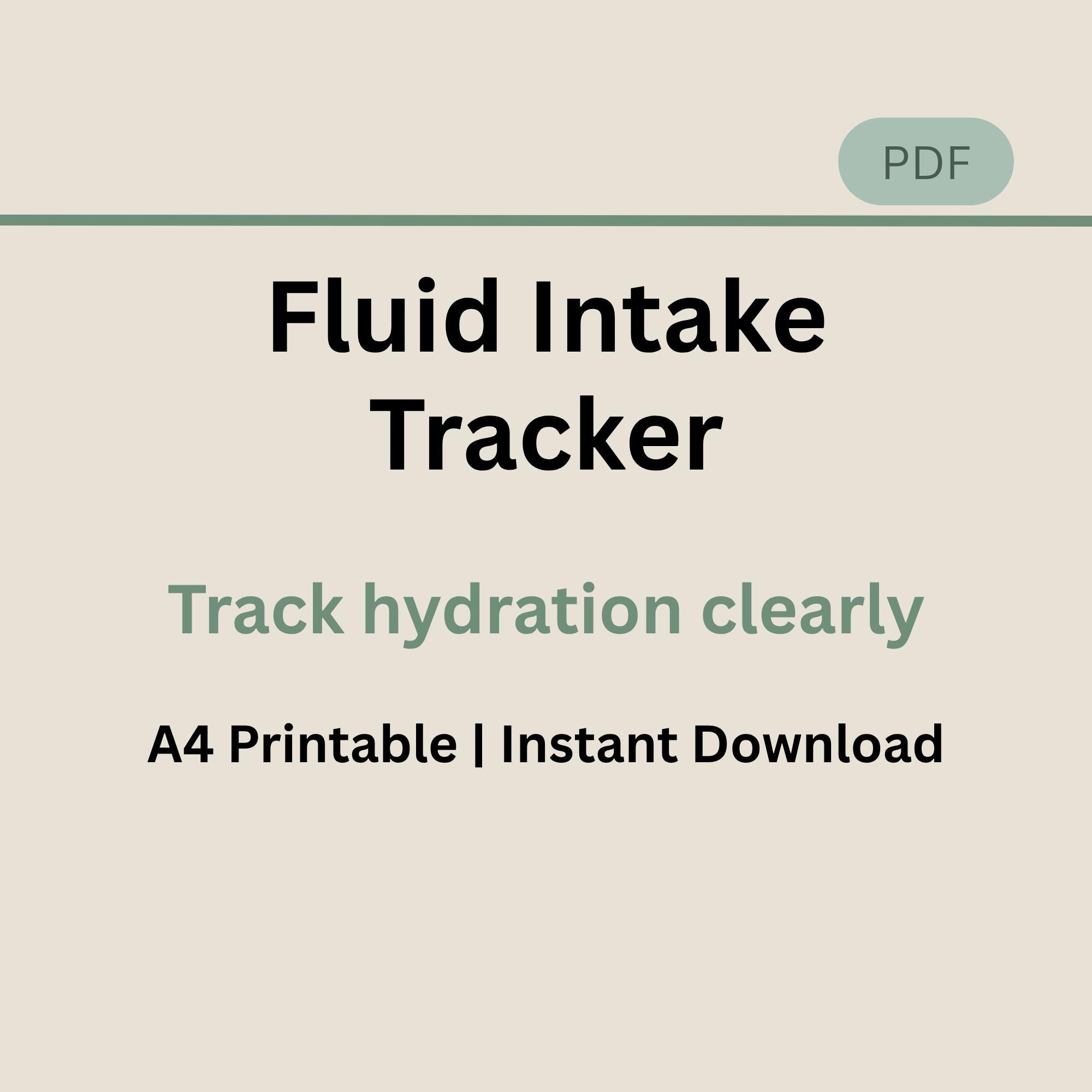 Fluid Intake Tracker Printable, Hydration Log Sheet, Patient Fluid ...