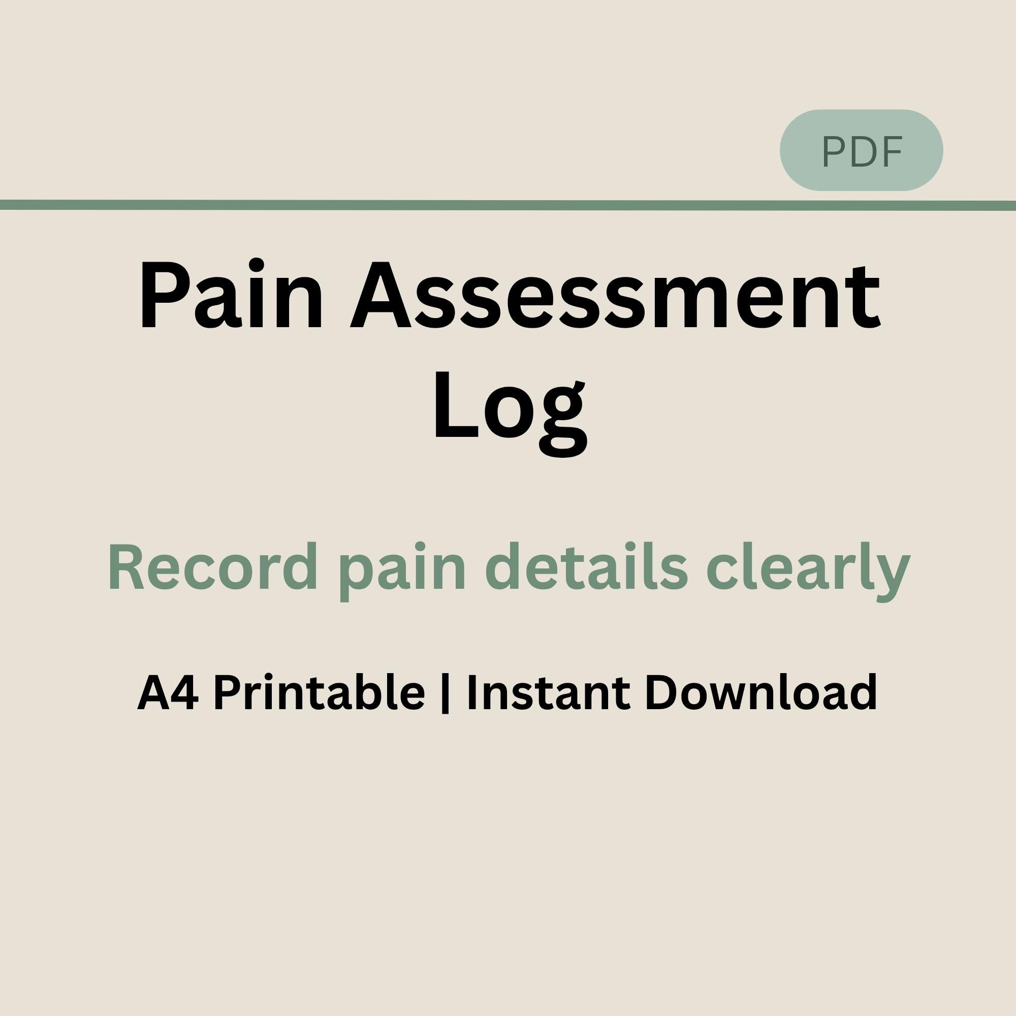 Fillable Pdf Pain Log Example Pain Assessment Log Printable, Pain Level and Symptom Tracker, A4 PDF ...