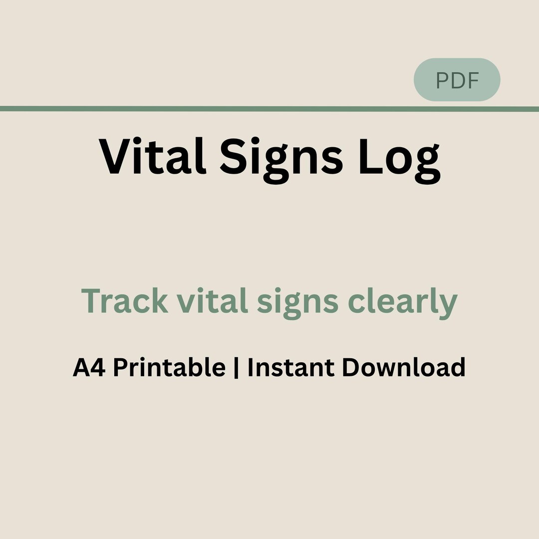 Sign Without Tracker Vital Signs Log Printable, Blood Pressure and Pulse Tracker, Patient ...