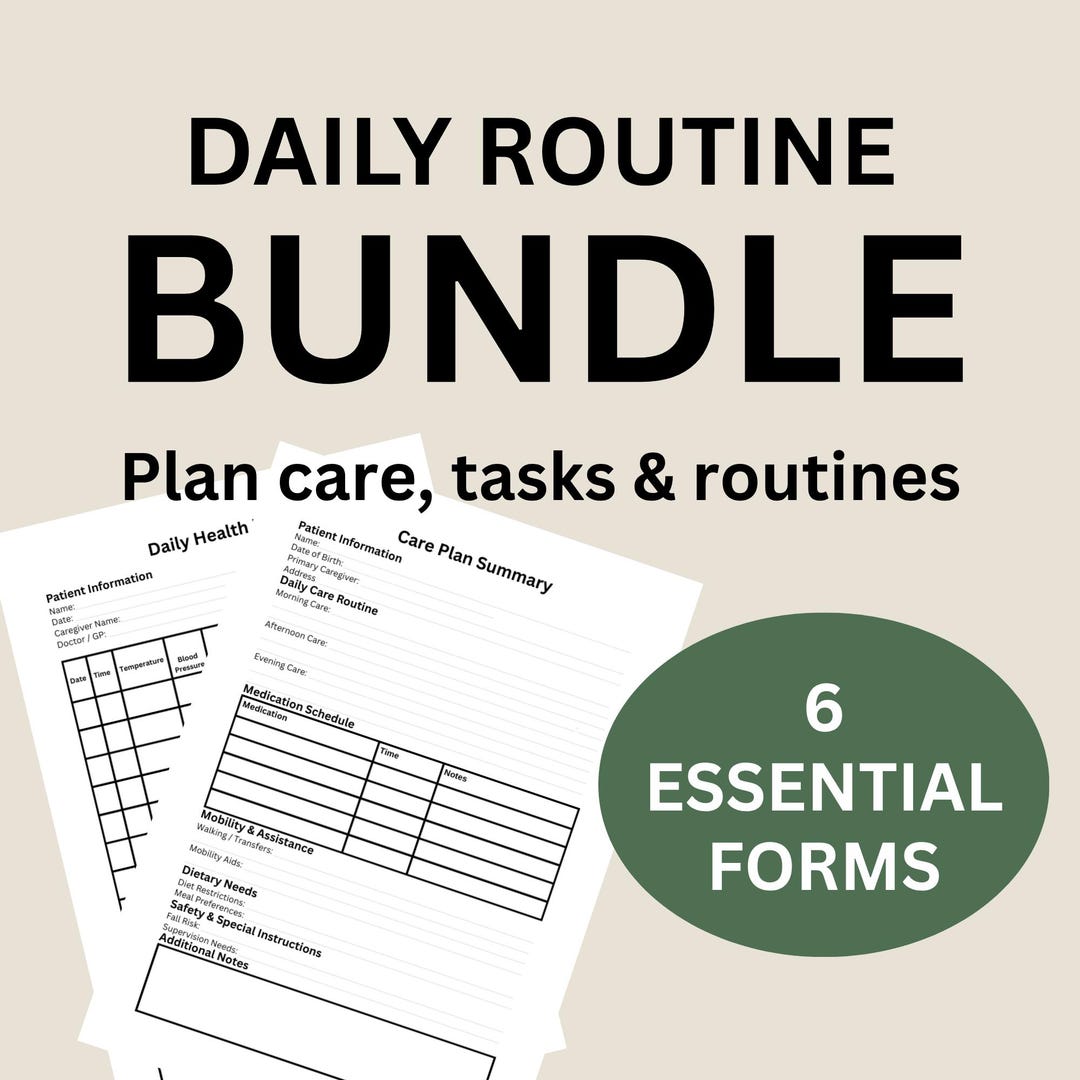 Caregiver Daily Routine Planner – Care Task Checklist, Health Log ...