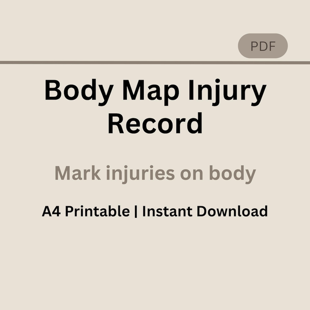 Body Map Injury Record Printable, Injury Tracking Form, Caregiver ...