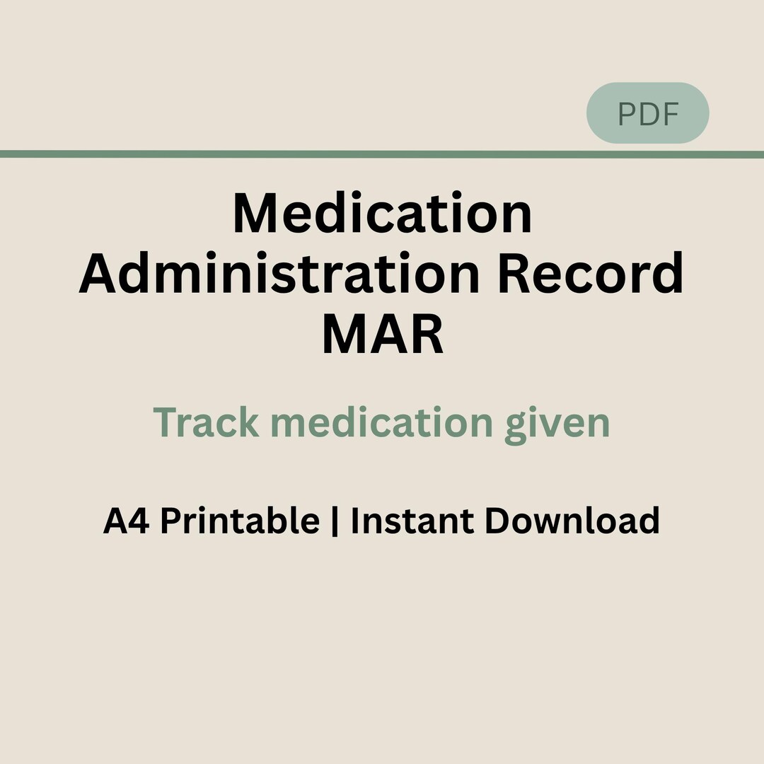 Medication Administration Record (MAR) Sheet Printable, Weekly ...