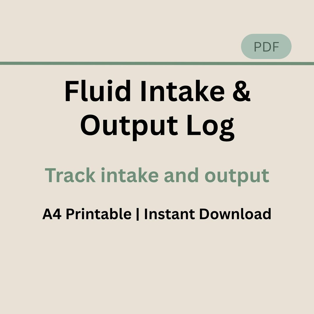 Fluid Intake and Output Log Printable, Hydration and Urine Monitoring ...