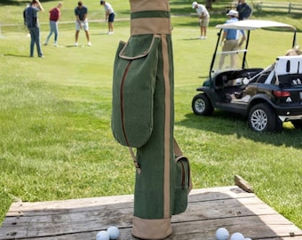 Handmade Canvas Golf Bag Vintage Sunday Carry Lightweight Durable Custom Antique Design  Waxed Retro Green Gift