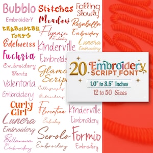 Modern Cursive Machine Embroidery Font, Monogram Script Alphabet, Satin Stitch, PES DST, Small Signature Font, 6 Sizes, Instant Download