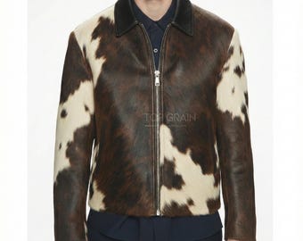 Blouson aviateur en cuir de vachette pour hommes - Style rodéo occidental