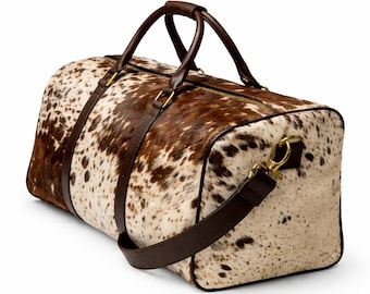 Hair On Leather Duffle Bag: Rustic Cowhide Travel, Weekend Overnight Carry On Luggage
