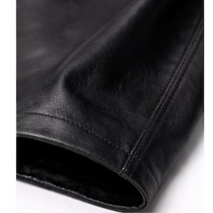 Men’s Black Leather Pants Wide Leg Baggy Genuine Leather Trousers-Streetwear Loose Fit Vintage Style High Waist Pants image 7