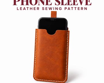 Phone Sleeve Leather Pattern PDF-Printable Smartphone Slip Case Template-Beginner Leathercraft DIY Project-Instant Digital Download