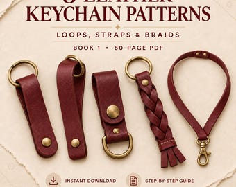 PDF-Schnittmuster-Set für Leder-Schlüsselanhänger – 5-Schlaufen-Armbandgürtel – Schlaufen- und Schlüsselband-Schlüsselanhänger-Vorlagen – DIY-Lederbastel-Download