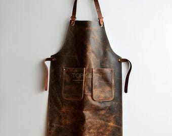 Beunruhigt Vintage Leder Schürze - Grillschürze im Vintage-Stil